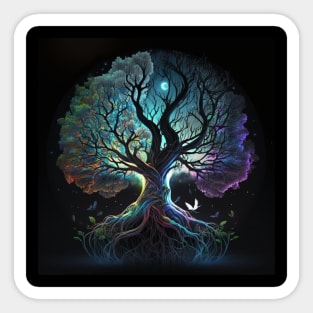 Tree of Life at Night - Celestial Glow Sticker